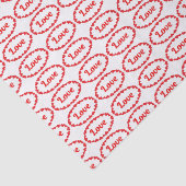Papier Mousseline Love Word in Red and White Ovals Pattern  (Détail)