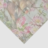 Papier Mousseline Lovebirds victorien avec branches de fleurs roses (Détail)