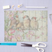 Papier Mousseline Lovebirds victorien avec branches de fleurs roses (Artisanat)