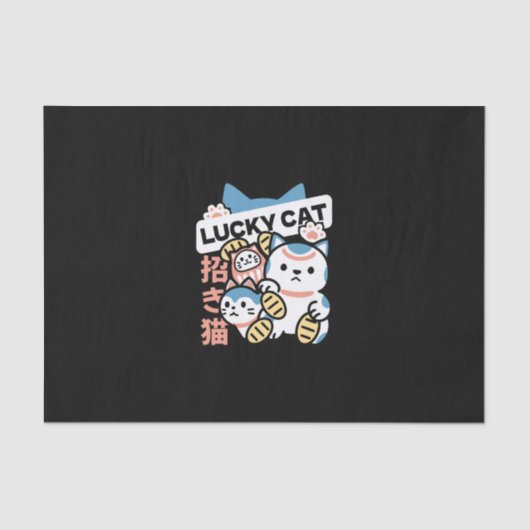 Papier Mousseline Lucky Cat Art – Maneki Neko with Gold Coin (Recto)