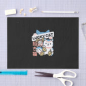 Papier Mousseline Lucky Cat Art – Maneki Neko with Gold Coin (Artisanat)