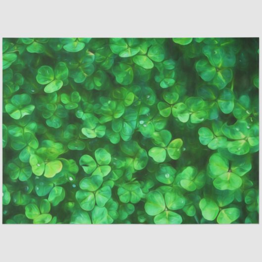 Papier Mousseline Lucky Celtic Irish Green Shamrocks (Recto)