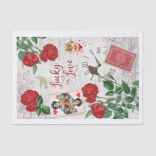Papier Mousseline Lucky in Love, Red Roses, Queen of Hearts Collage