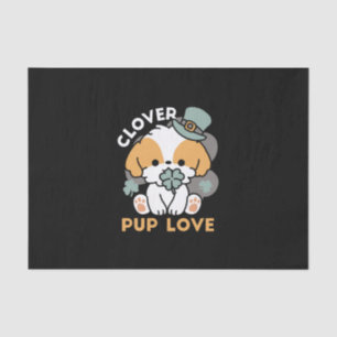 Papier Mousseline Lucky Pup with Clover - St. Patrick's Day Cadeau