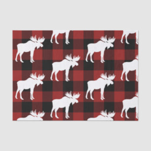 Papier Mousseline Lumberjack Red Buffalo Plaid Moose Motif Holiday