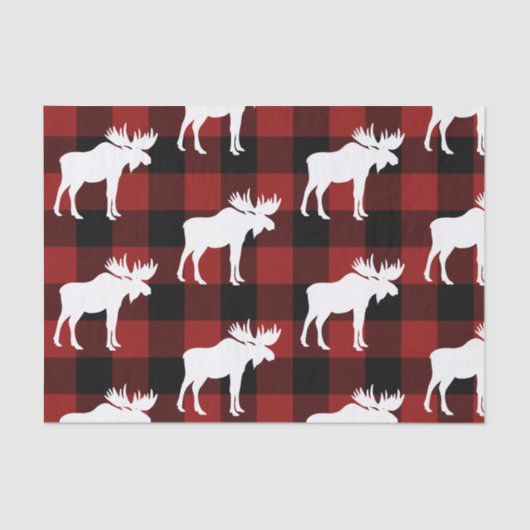 Papier Mousseline Lumberjack Red Buffalo Plaid Moose Motif Holiday (Recto)