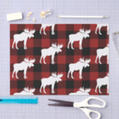 Papier Mousseline Lumberjack Red Buffalo Plaid Moose Motif Holiday (Artisanat)