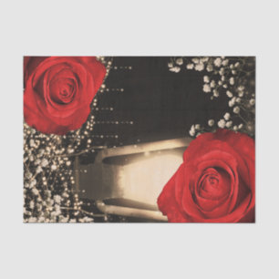 Papier Mousseline Lumière de Lanterne Rustique Rouge Éclatant Roses 