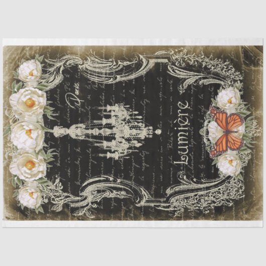 Papier Mousseline Lumière et pivoines Chandelier & Peonies Découpage (Recto)