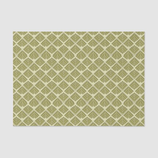 Papier Mousseline Lumière Motif carré feuille or Lime (Recto)