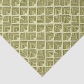 Papier Mousseline Lumière Motif carré feuille or Lime (Détail)