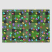 Papier Mousseline Lumières de Noël colorées Vert Plaid (Recto)