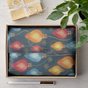 Papier Mousseline Lumières de Noël vintage colorées décoration