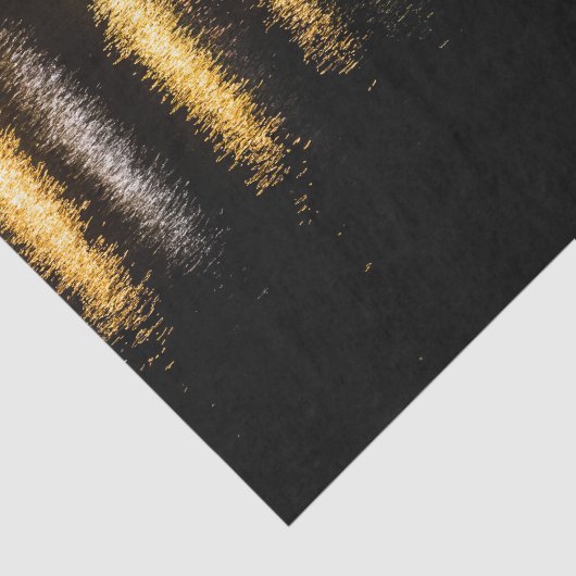 Papier Mousseline Lumières nocturnes Abstraites mer brillant or noir (Détail)