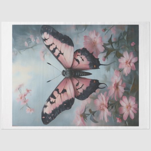 Papier Mousseline Luna Moth rose (Recto)