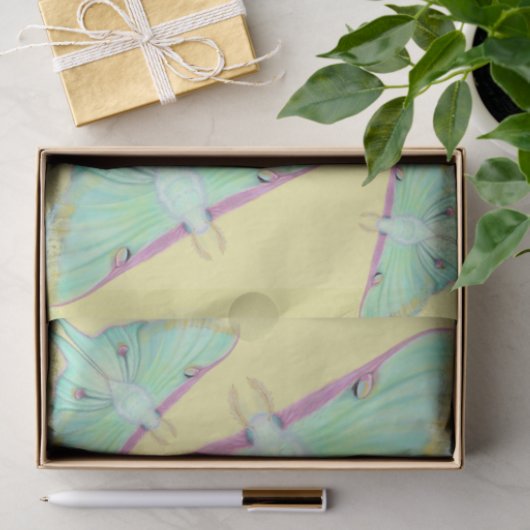 Papier Mousseline Luna Moth sur jaune (Cadeau)