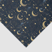 Papier Mousseline Lune bleue et or et étoiles (Détail)