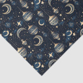 Papier Mousseline Lune bleue et or et lanternes (Détail)