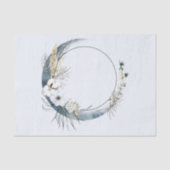 Papier Mousseline Lune de croissant bleu avec fleurs blanches (Recto)