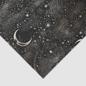 Papier Mousseline Lune de nuit étoilée céleste et étoiles Noir (Détail)