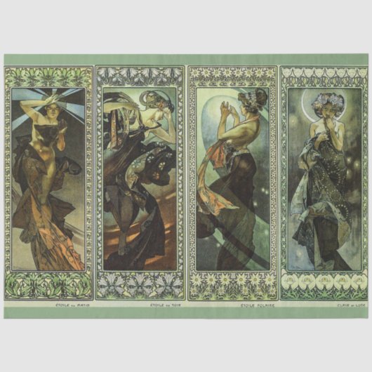 Papier Mousseline Lune et Étoiles par Alphonse Mucha (Recto)