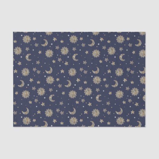 Papier Mousseline Lunes et étoiles d'or (Recto)
