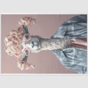 Papier Mousseline Lunettes de soleil roses aux cheveux bouclés Décou