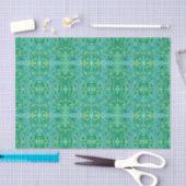 Papier Mousseline Lupine Fleurs Bohème Arabesque Motif Vert (Artisanat)