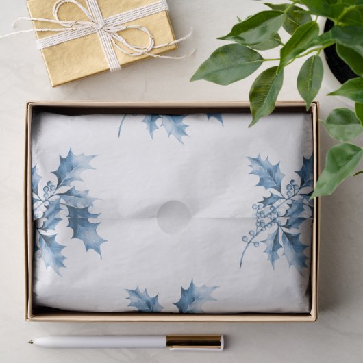 Papier Mousseline Lutins de Noël bleus (Cadeau)