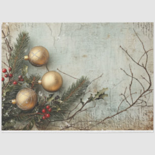 Papier Mousseline Lux Opulent verdure de Noël et billes d'or