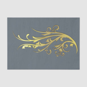 Papier Mousseline Luxe Abstrait Fleur en Or Faux