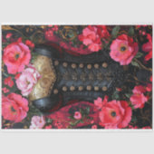 Papier Mousseline Luxe Black Gold Corset Red Floral Decoupage (Recto)