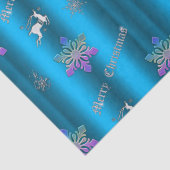 Papier Mousseline Luxe Blue Christmas Snowflakes et rennes (Détail)