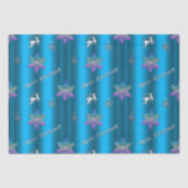 Papier Mousseline Luxe Blue Christmas Snowflakes et rennes (Recto)