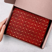 Papier Mousseline Luxe Chic Gold Reindeer Fêtes de Noël Rouge