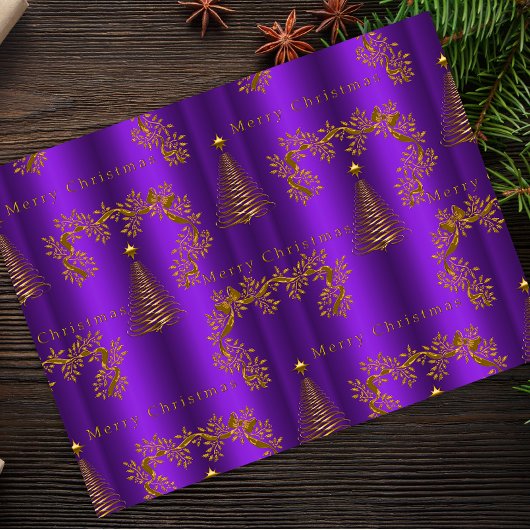 Papier Mousseline Luxe Purple et Gold Christmas