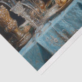 Papier Mousseline Luxe Régal Lion Blue Floral Diner Découpage (Détail)