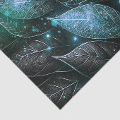 Papier Mousseline Luxe Sophistiqué Turquoise Noir Foliage brillant (Détail)