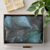 Papier Mousseline Luxe Sophistiqué Turquoise Noir Foliage brillant (Cadeau)