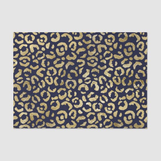 Papier Mousseline Luxueux Empreinte de léopard Glam Gold Navy (Recto)