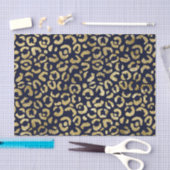 Papier Mousseline Luxueux Empreinte de léopard Glam Gold Navy (Artisanat)