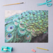 Papier Mousseline Luxueux et élégant Boho Turquoise Peacock Feathers (Artisanat)