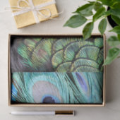 Papier Mousseline Luxueux et élégant Boho Turquoise Peacock Feathers (Cadeau)