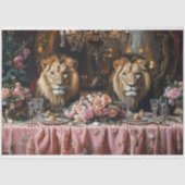 Papier Mousseline Luxueux Lion Banquet Rose Floral Table (Recto)