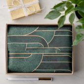 Papier Mousseline Luxueux Motif Art déco Vert et Or (Cadeau)
