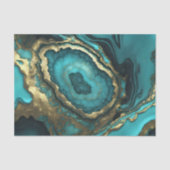 Papier Mousseline Luxurious Teal Blue Agate Geode Gold Marble (Recto)