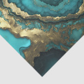 Papier Mousseline Luxurious Teal Blue Agate Geode Gold Marble (Détail)