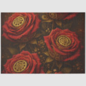 Papier Mousseline Luxury Steampunk Roses Romantic Gold Gears (Recto)