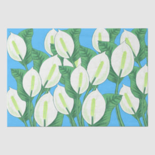 Papier Mousseline Lys blancs sur arrière - plan bleu pâle