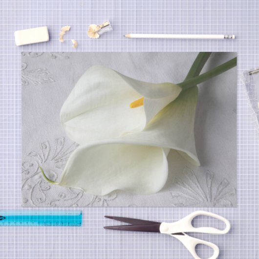 Papier Mousseline Lys calla blanc sur lin (Artisanat)